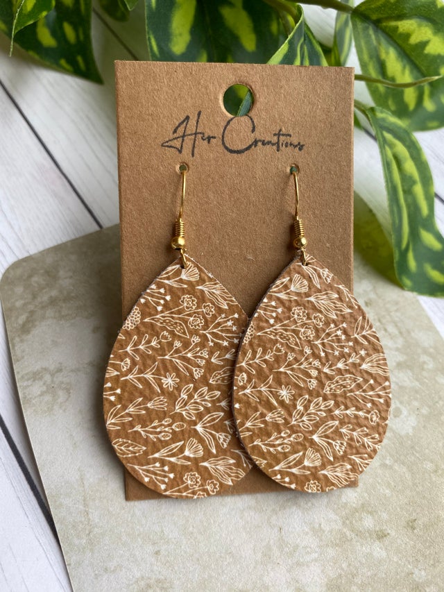 Boutique Artisan Earrings - Cedar Snake Isla Leather Earrings Large - Handcrafted Handmade Ethically Made Jewelry